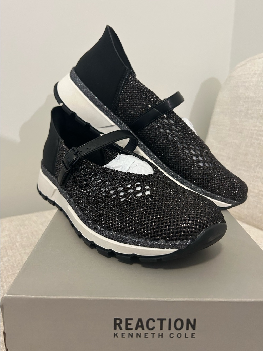 Kenneth Cole Reaction Women's Black Knit Mary Jane Sneaker